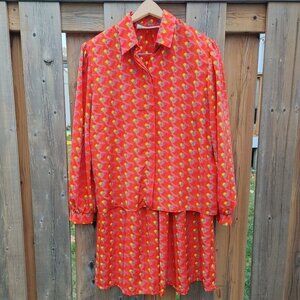 RARE 1988 VINTAGE XV Calgary Olympic Winter Games Blouse + Skirt Set CAMBRIDGE
